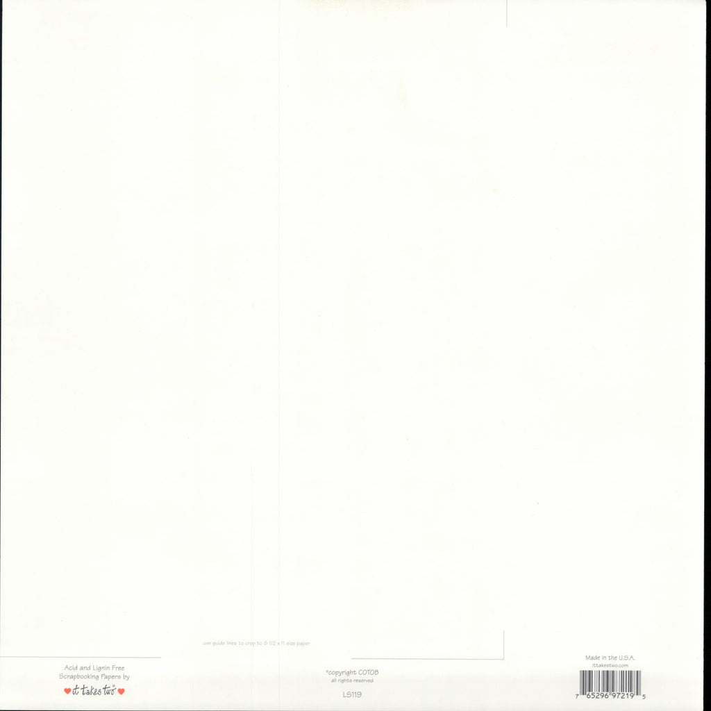 It Takes Two My First Communion 12x12 scrapbook paper - reverse side, acid and lignin free, Made in USA, item LS119