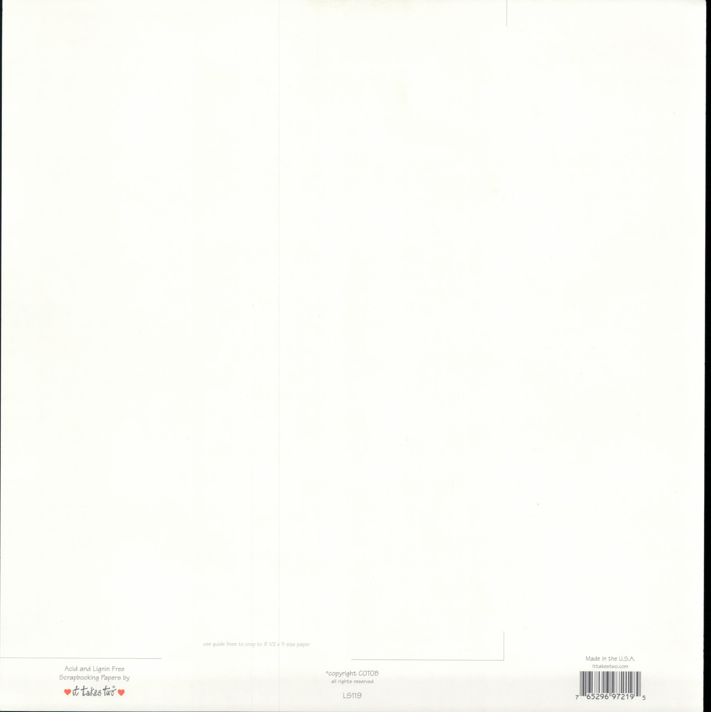 It Takes Two My First Communion 12x12 scrapbook paper - reverse side, acid and lignin free, Made in USA, item LS119