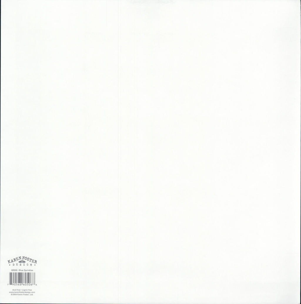 Karen Foster Design Blue Sprinkles 12x12 scrapbook paper - reverse side, acid free and lignin free, item 60506, Made in USA