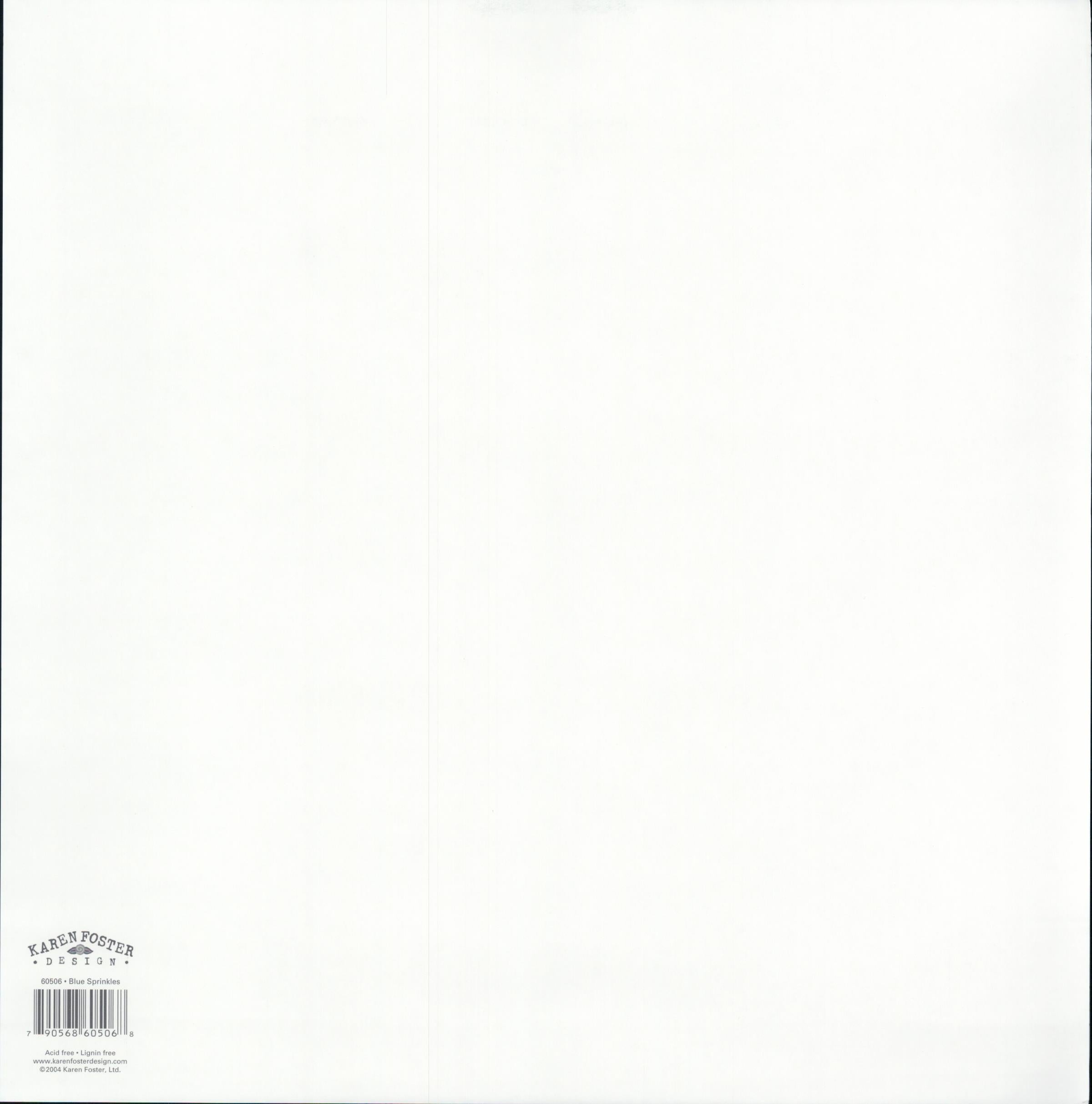 Karen Foster Design Blue Sprinkles 12x12 scrapbook paper - reverse side, acid free and lignin free, item 60506, Made in USA