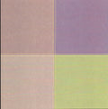 Leisure Arts Four Square Green 12x12 scrapbook paper - four color-block squares in dusty rose, lavender, blush, and chartreuse on linen texture