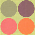 Flair Designs Big Family Dots 12x12 scrapbook paper - four oversized dots in sage, plum, coral, and orange on chartreuse linen-texture background