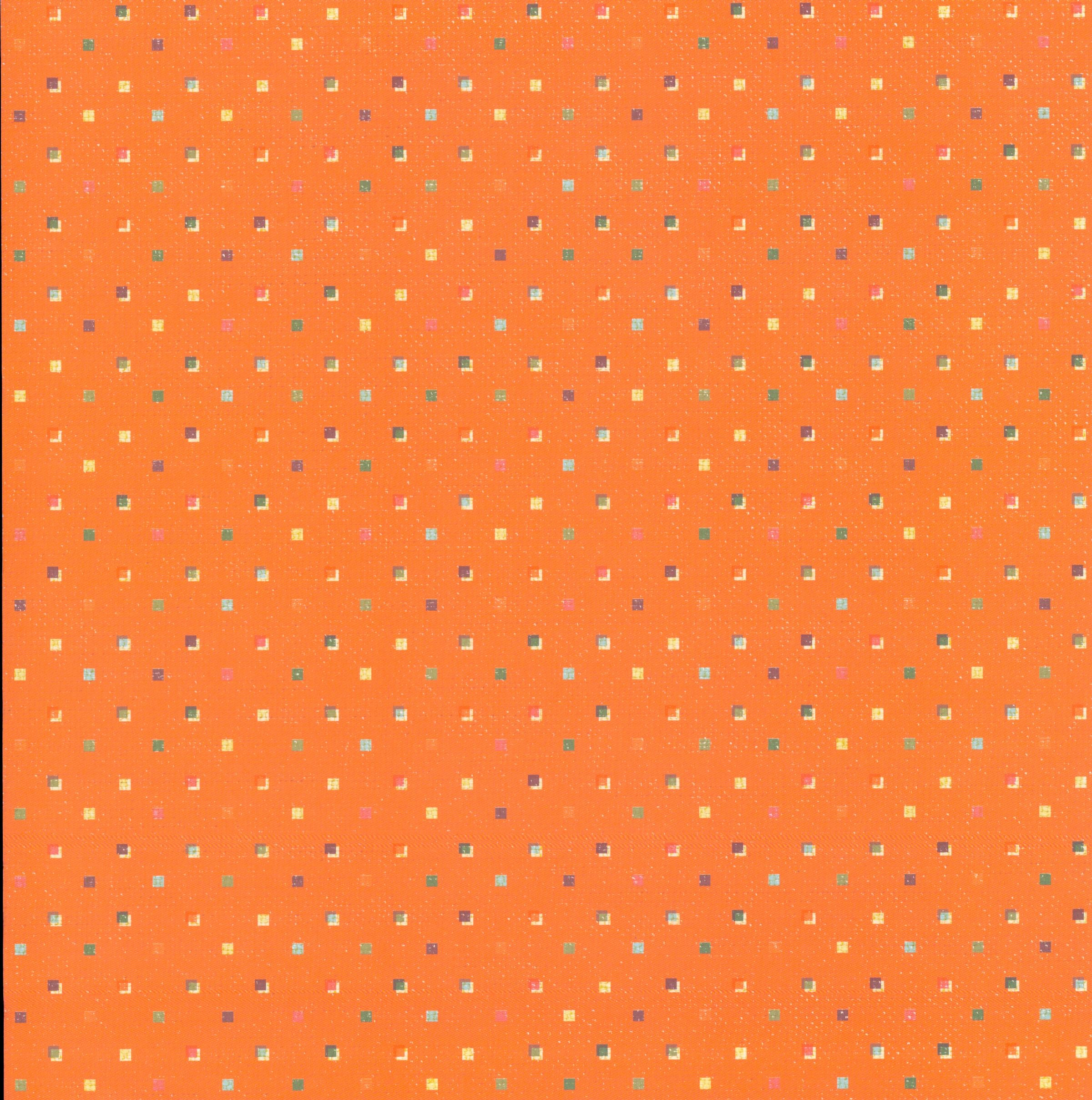 Flair Designs Orange Mini Squares 12x12 scrapbook paper - vibrant orange background with scattered multicolor mini squares