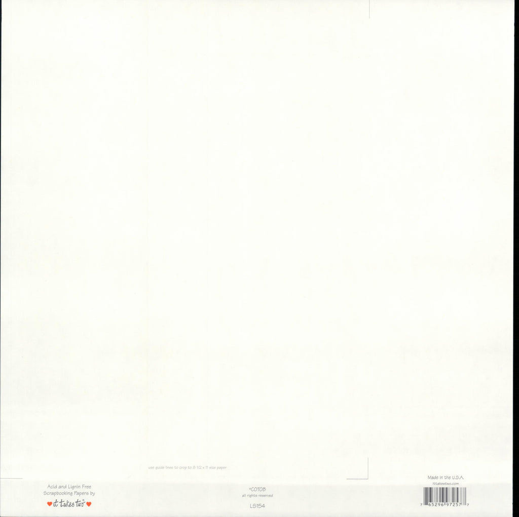 It Takes Two Brother Words 12x12 scrapbook paper - reverse side, acid and lignin free, Made in USA, item LS154