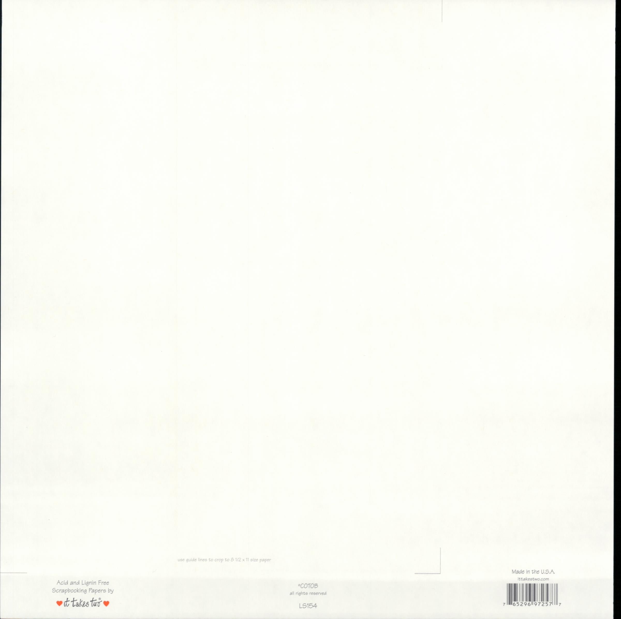 It Takes Two Brother Words 12x12 scrapbook paper - reverse side, acid and lignin free, Made in USA, item LS154