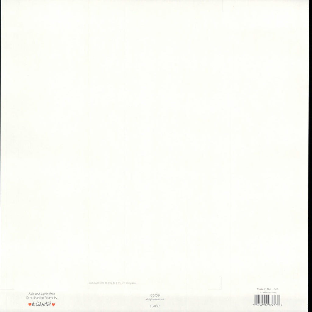 It Takes Two Grandmother Words 12x12 scrapbook paper - reverse side, acid and lignin free, Made in USA, item LS160