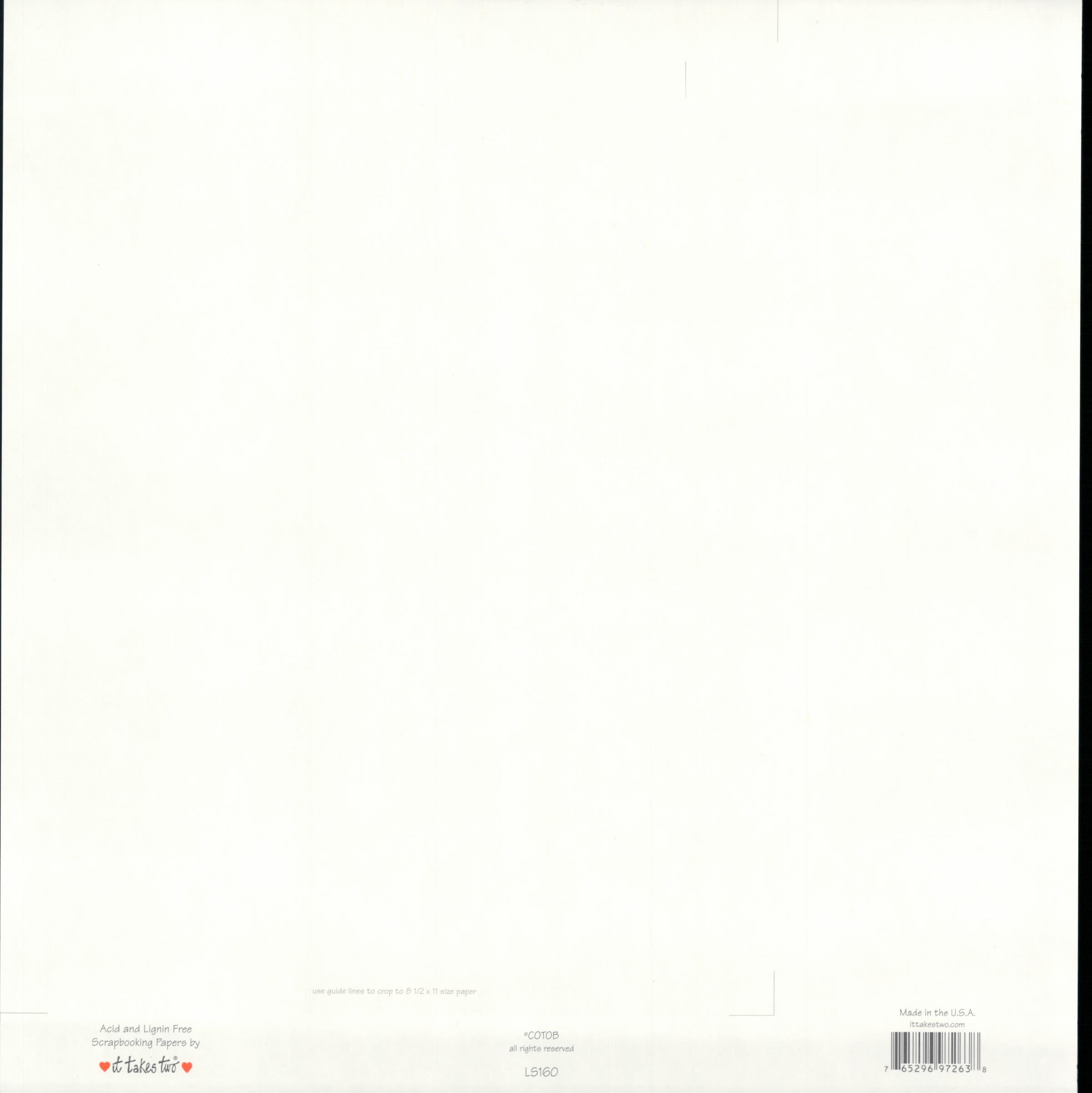 It Takes Two Grandmother Words 12x12 scrapbook paper - reverse side, acid and lignin free, Made in USA, item LS160