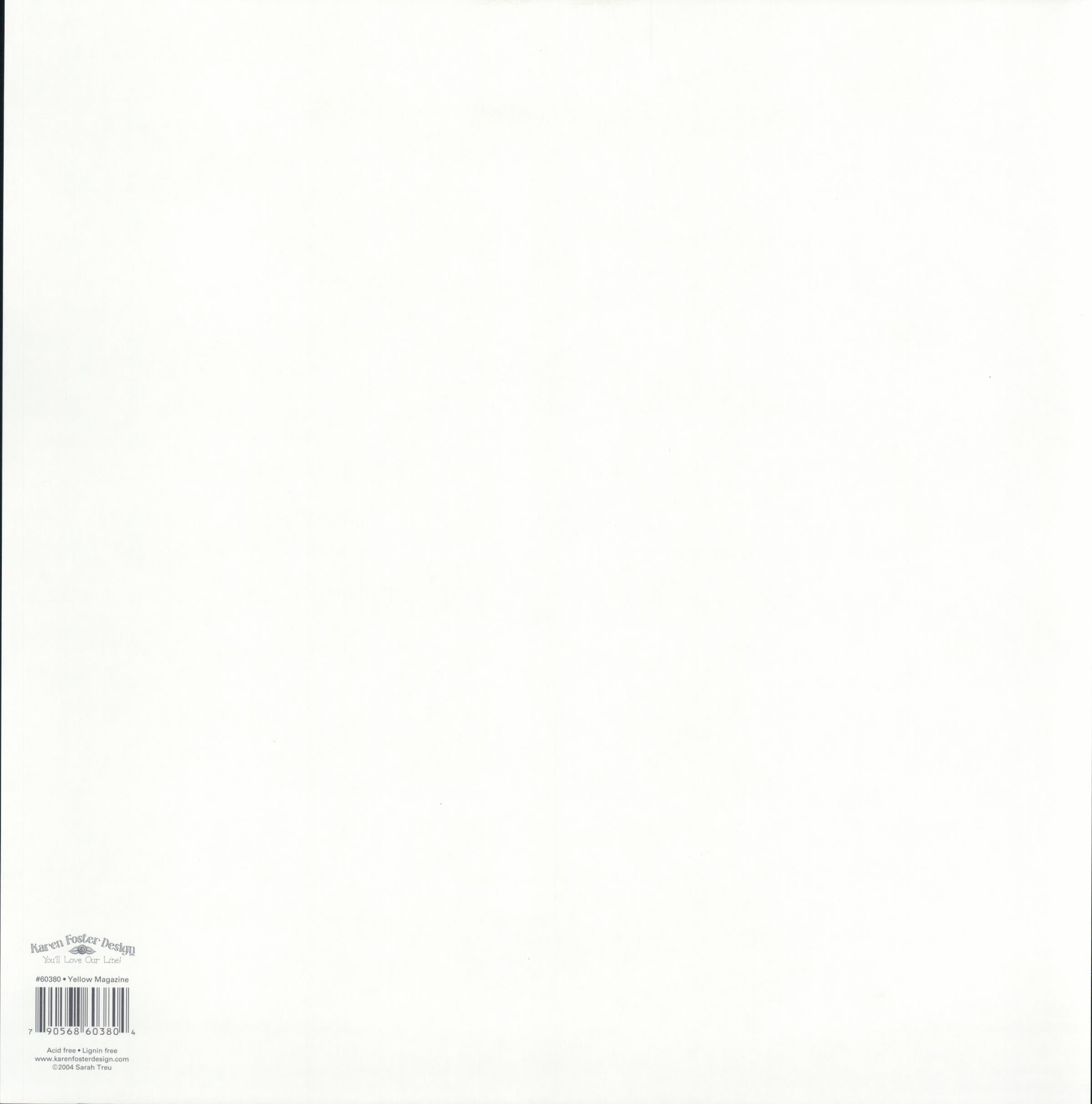 Karen Foster Design Yellow Magazine 12x12 scrapbook paper - reverse side, acid free and lignin free, item 60380, Made in USA