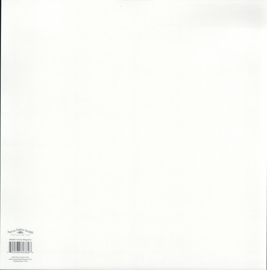 Karen Foster Design Green Magazine 12x12 scrapbook paper - reverse side, acid free and lignin free, item 60382, Made in USA
