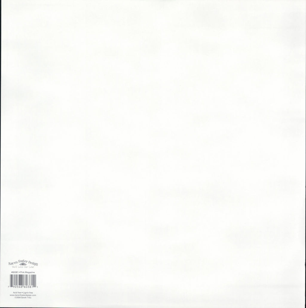 Karen Foster Design Pink Magazine 12x12 scrapbook paper - reverse side, acid free and lignin free, item 60381, Made in USA