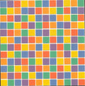 Flair Designs Happy Tiles 12x12 scrapbook paper - colorful mosaic grid of rounded squares in yellow, orange, red, purple, blue, teal, and green on cream background