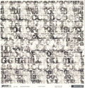 Basic Grey BasicElements Black Letter Stickers 12x12 - full double alphabet in heavily distressed black charcoal letterpress-style letters on white