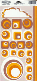 Sassafras Lass MiyM Caramel Elements cardstock sticker sheet with concentric circle and square target stickers in golden yellow, warm brown and white plus cloud shape