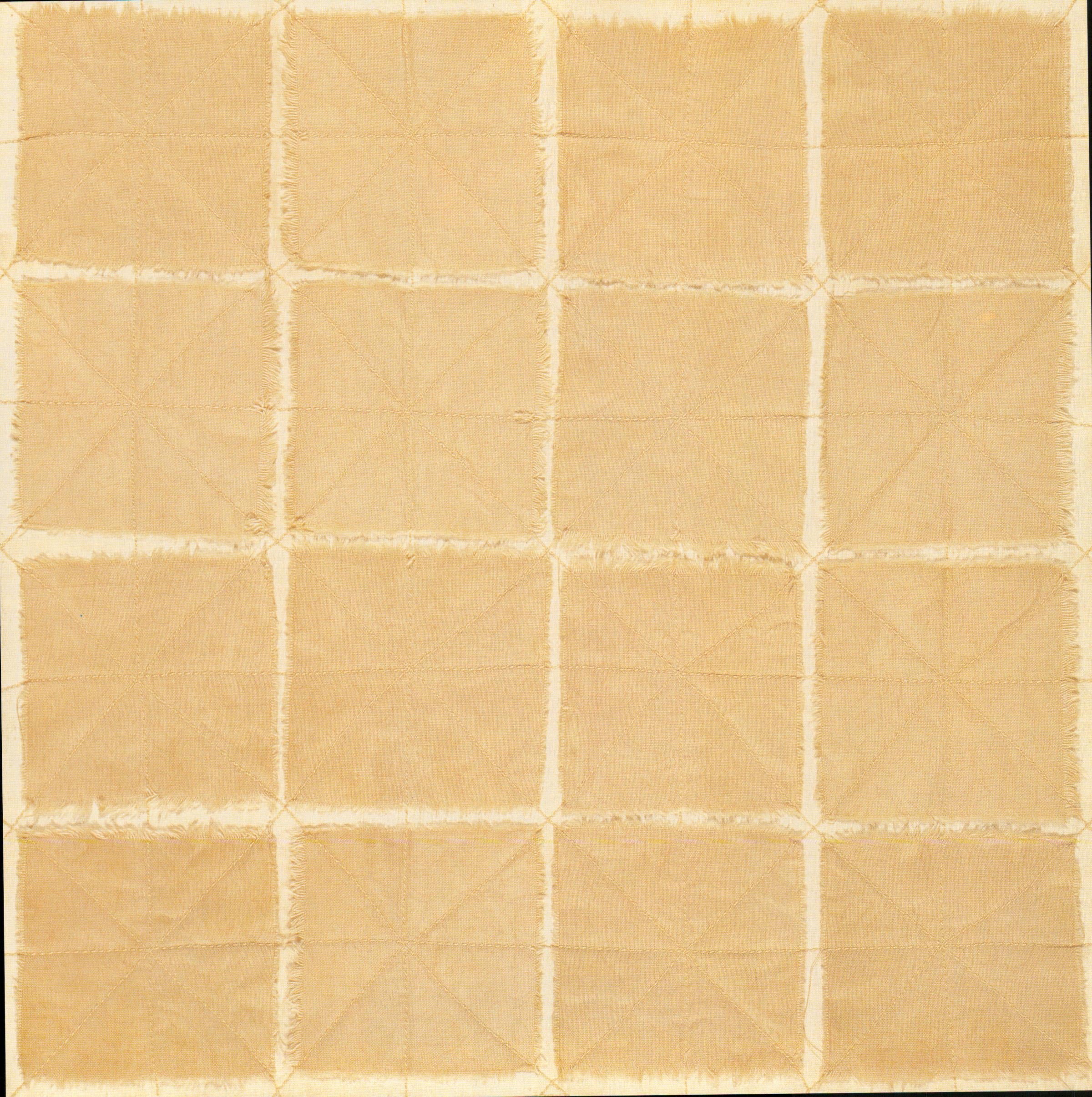 Sweetwater S10 12x12 scrapbook paper with warm golden tan tile grid pattern and rustic frayed edge texture