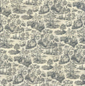 The Paper Studio Black & Cream Toile 12x12 scrapbook paper with classic French toile de Jouy pastoral scenes in charcoal black on cream