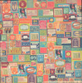 Craft Smith Jet Set Joy Air Mail 12x12 Cardstock - colorful vintage travel stamp and patch mosaic grid