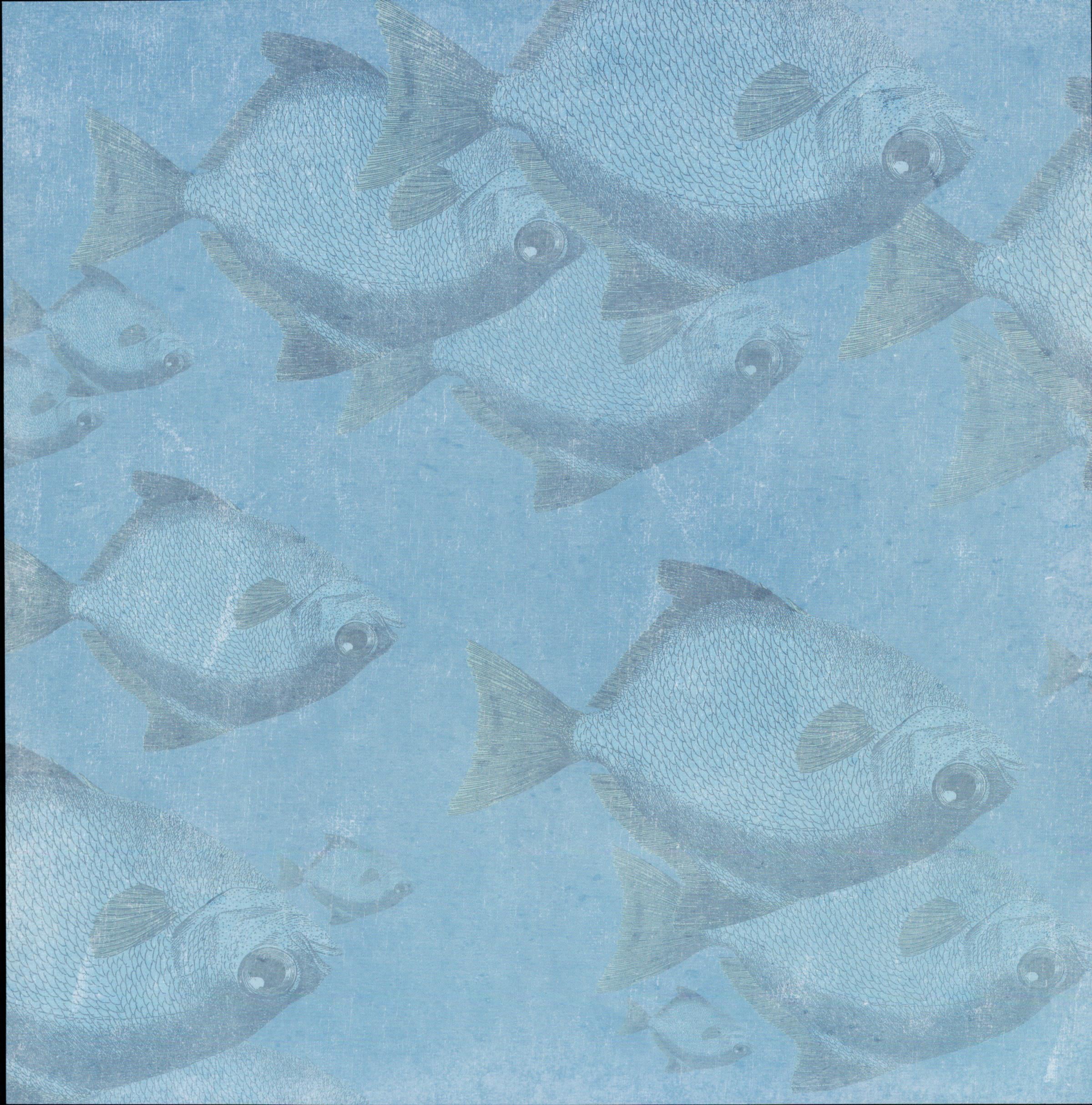 Craft Smith Jet Set Joy - Side A: soft powder blue tonal fish silhouette allover pattern