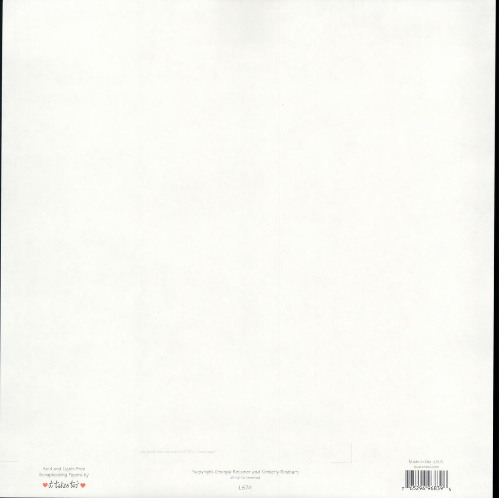 It Takes Two Lavender Gray Mulberry 12x12 scrapbook paper - reverse side plain white, item LS74, Made in USA