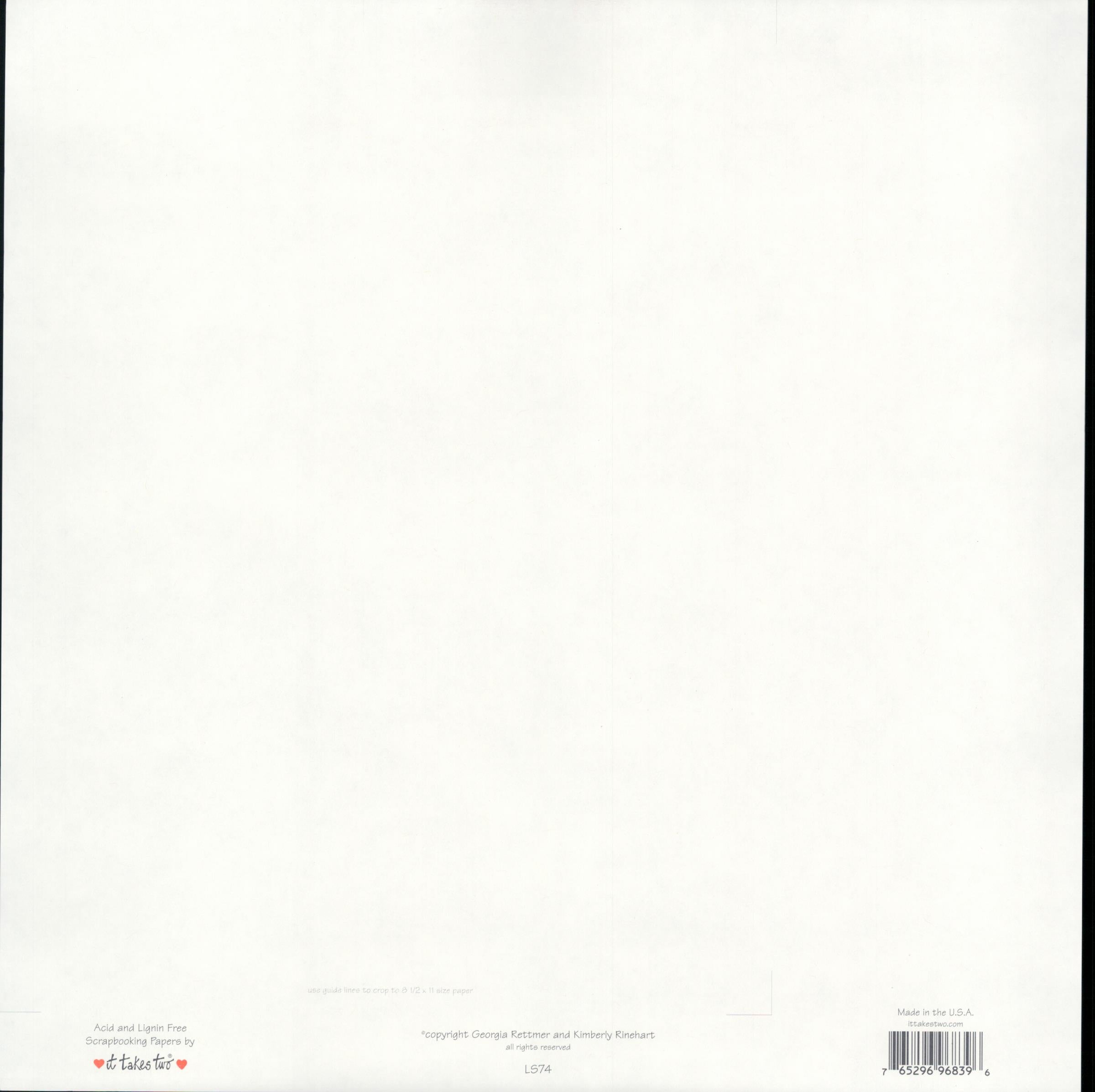 It Takes Two Lavender Gray Mulberry 12x12 scrapbook paper - reverse side plain white, item LS74, Made in USA