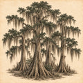 Louisiana Bald Cypress with Spanish Moss — 12×12 Printed Paper