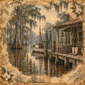 Louisiana Bayou with Subtle Magnolia Accents — 12×12 Printed Paper