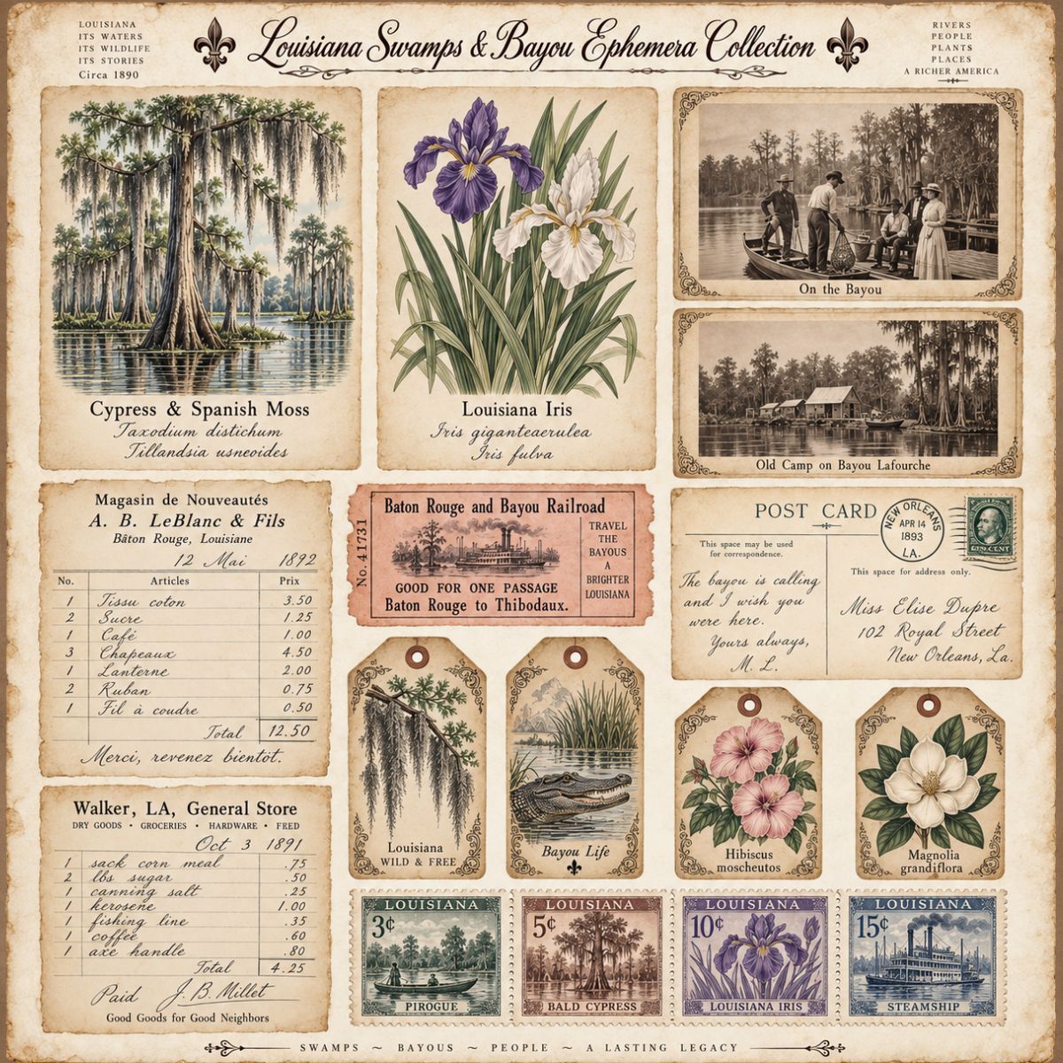 Louisiana Vintage Ephemera Scrapbook — Printed Ephemera
