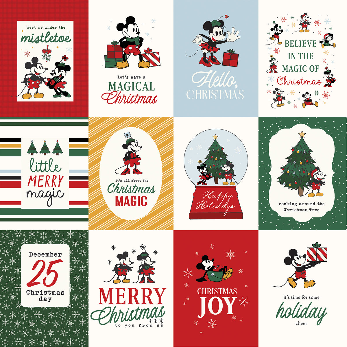 Mouse And Me Christmas — 3×4 Journaling Cards 12×12 Double-Sided Paper