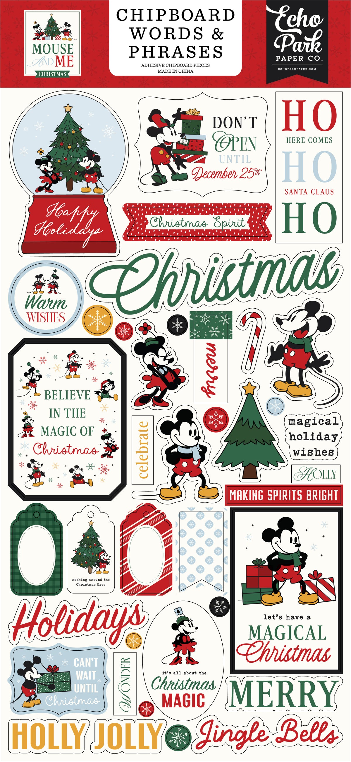 Mouse And Me Christmas 6×13 Chipboard Words & Phrases