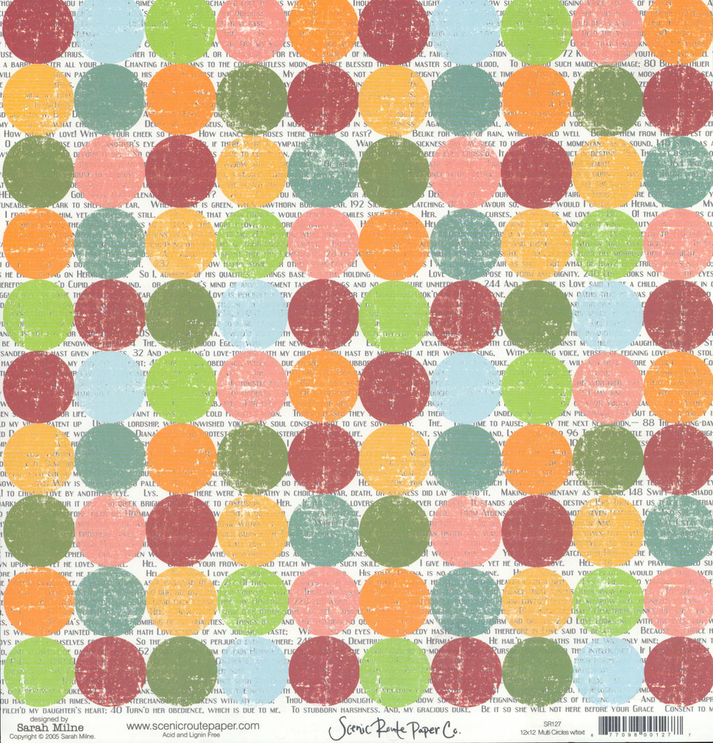 Multi Circles with Text - Multi Stripe with Black