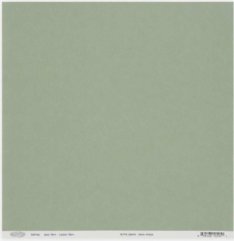 Sassafras Lass Olivia Green solid 12x12 cardstock in muted sage green