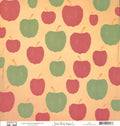 Painted Apples on Worn - Pink Stripes on Red
