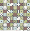 Imagination Project Chloe's Closet The Back Nine Par-a-dice 12x12 cardstock — grid of rounded dice tiles in sage green, brown, powder blue, white and cream on charcoal background