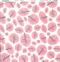 Sassafras Lass Pretty Polly Pink Leaves cardstock with scattered oval pink leaf shapes and dark grey botanical veins on white