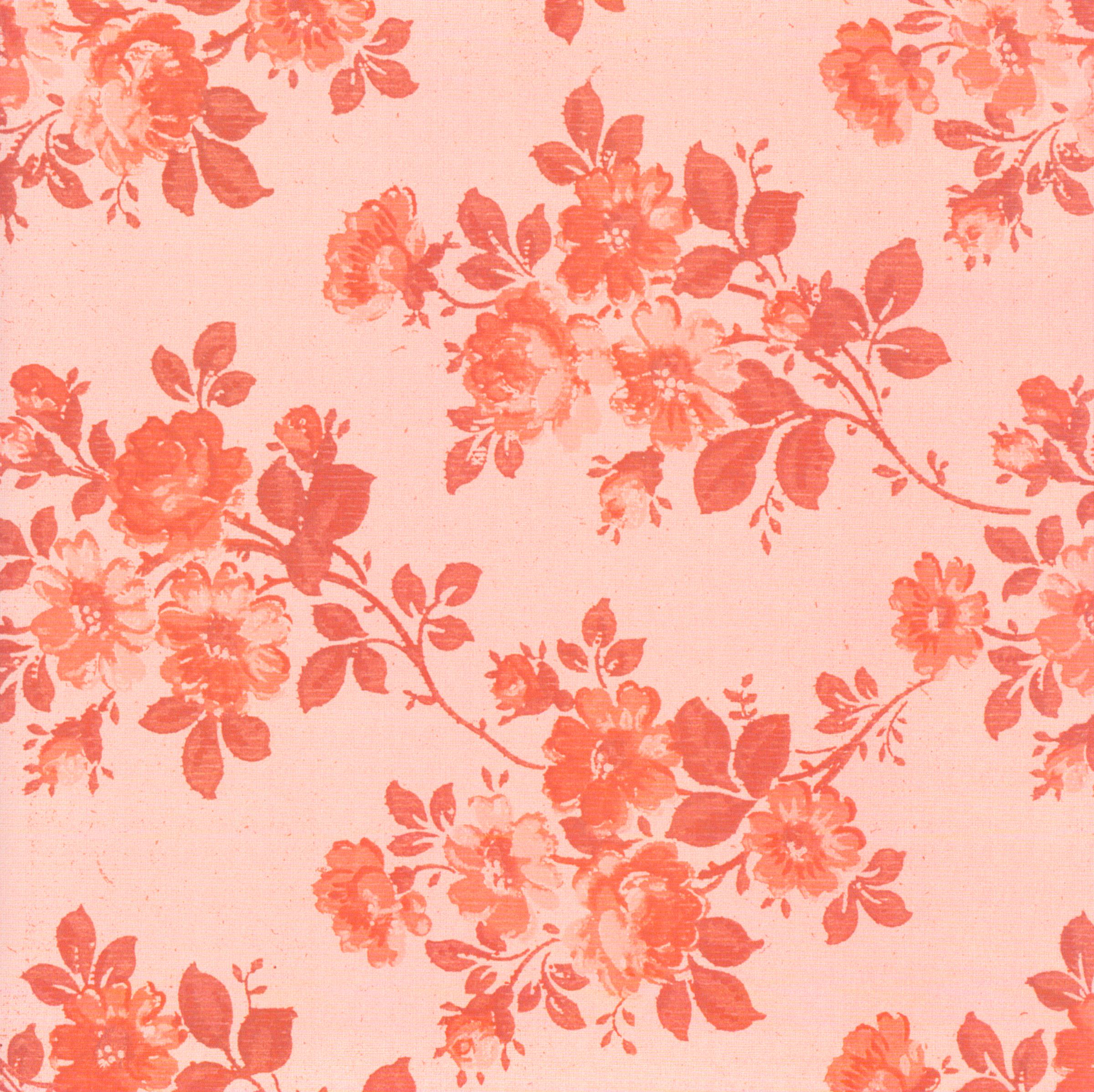 Craft Smith Garden Charm Rose Wallpaper - Coral Pink