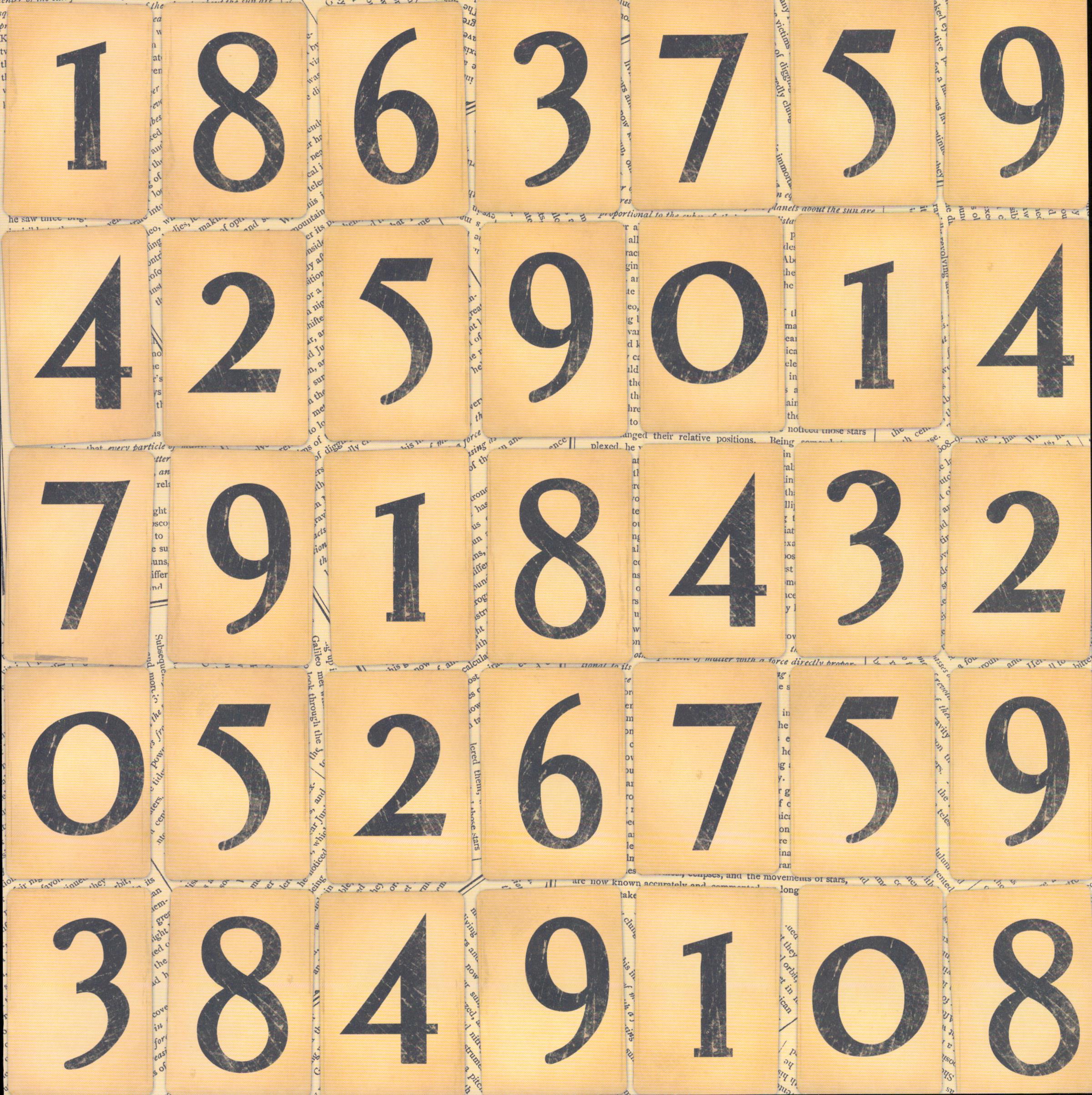 Playing Cards numbers Large