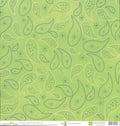 Imagination Project Gin-X Some Kind of Green Prissy Paisley 12x12 cardstock — tone-on-tone lime green paisley with dark olive outlines and small daisy accents