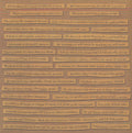 K&Company LJ Quotes & Sayings 12x12 scrapbook paper with rows of inspirational international proverbs in italic script on kraft paper strips against golden brown background