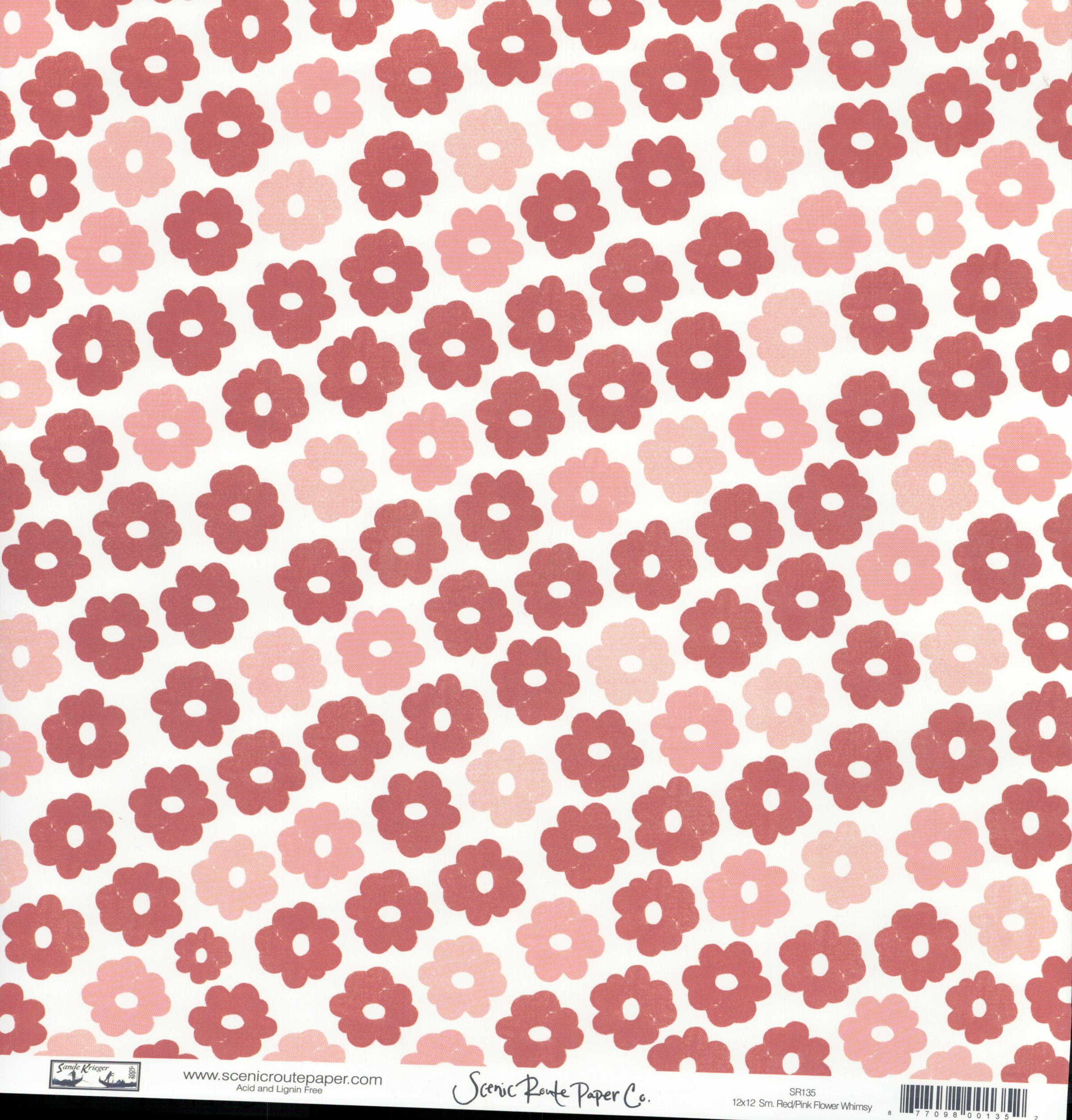 Sm Red Pink Flower Whimsy - Pink Stripe