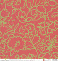Imagination Project Chloe's Closet Cider Days Red Delicious Floral 12x12 cardstock — large tulip flower and leaf outlines in golden olive chartreuse on coral tomato red background