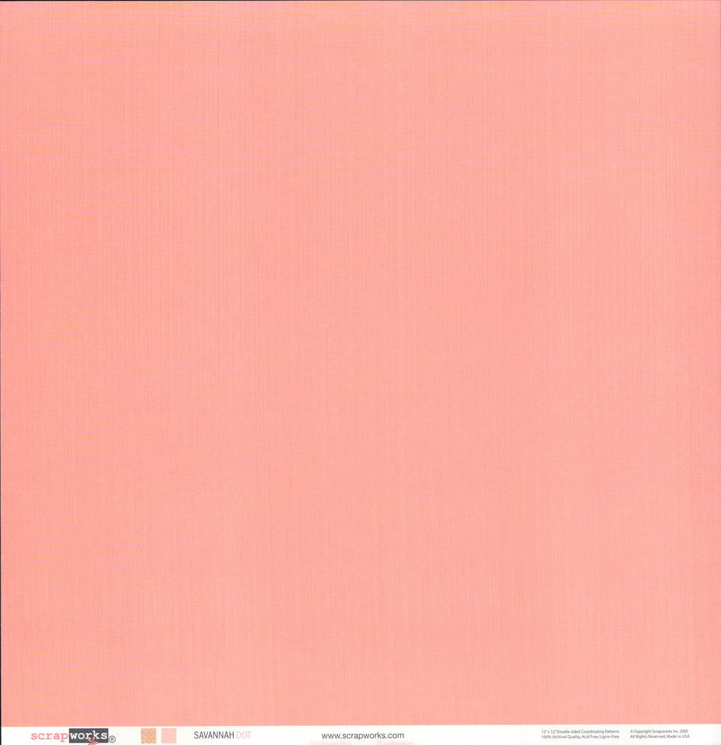 Scrapworks Savannah Dot 12x12 Scrapbook Paper - solid salmon peach reverse