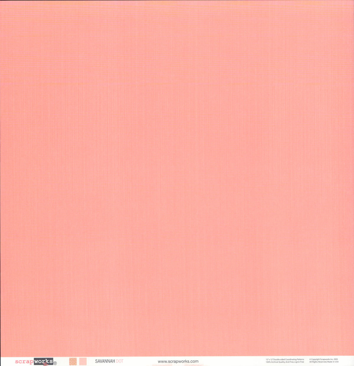 Scrapworks Savannah Dot 12x12 Scrapbook Paper - solid salmon peach reverse