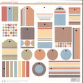 SEI Seasoned Tags die-cut tag sheet — assorted shapes in terracotta, powder blue, taupe, cream and dusty rose with stripes and polka dots