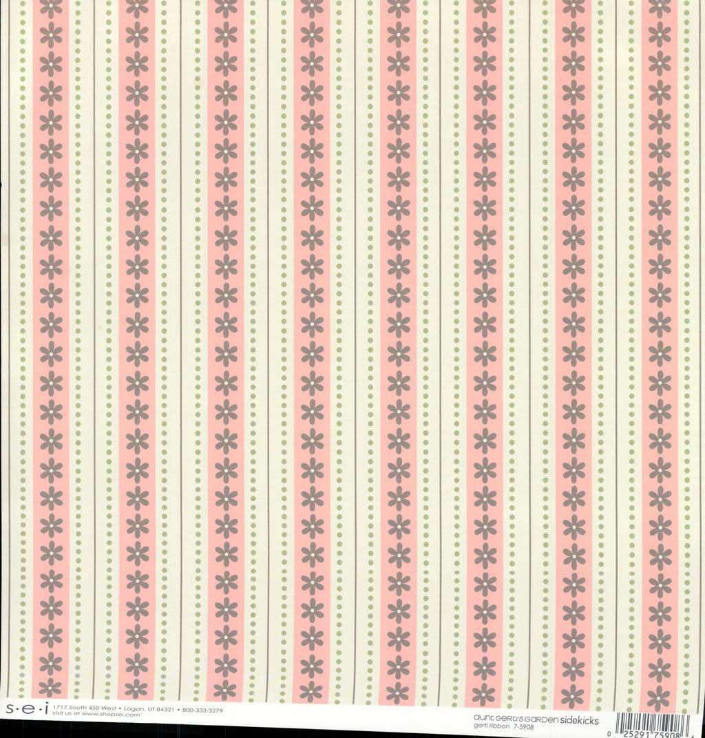SEI Aunt Gerdi's Garden Gerti Ribbon - floral stripe 12x12 double-sided cardstock front