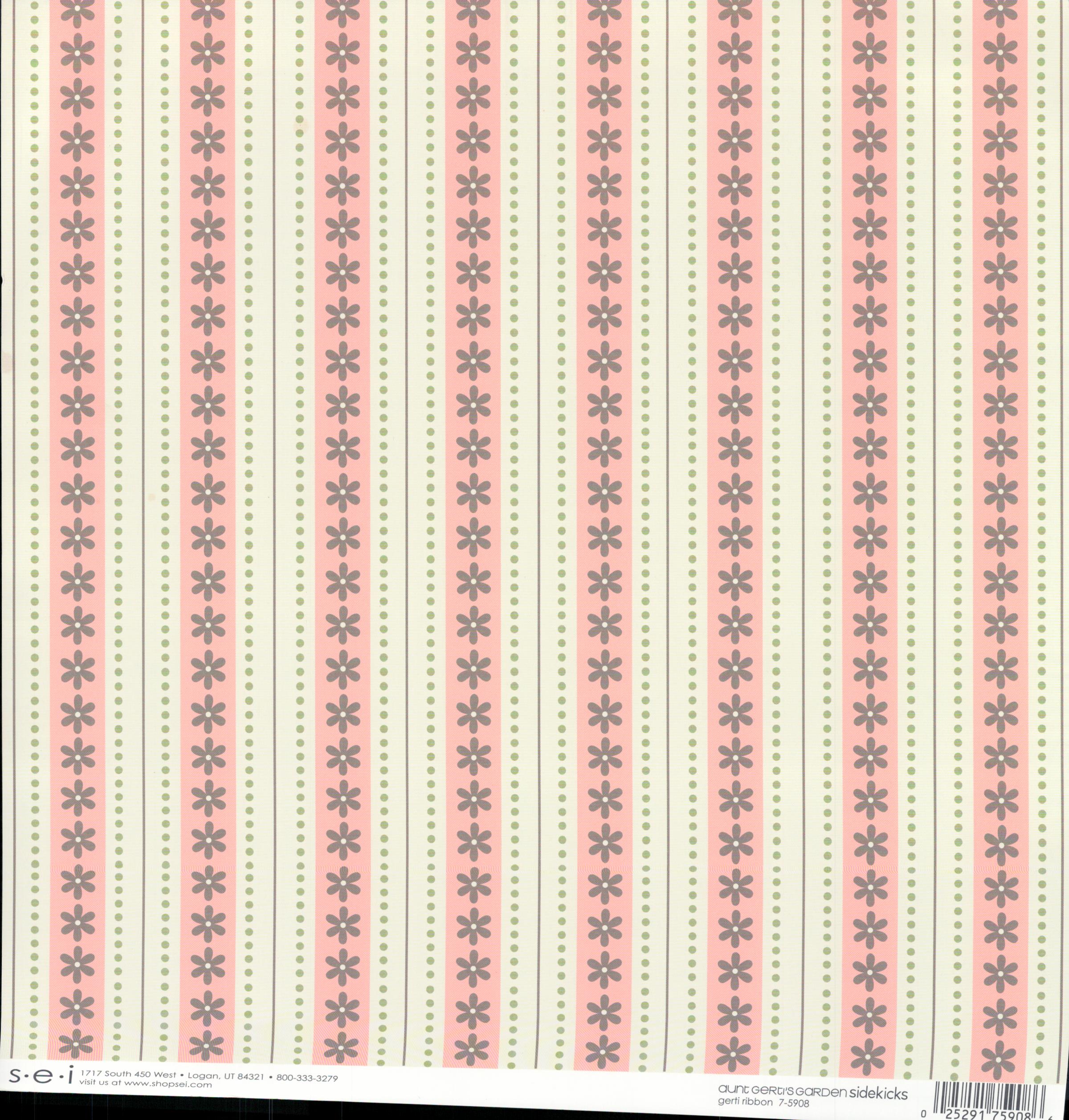 SEI Aunt Gerdi's Garden Gerti Ribbon - floral stripe 12x12 double-sided cardstock front