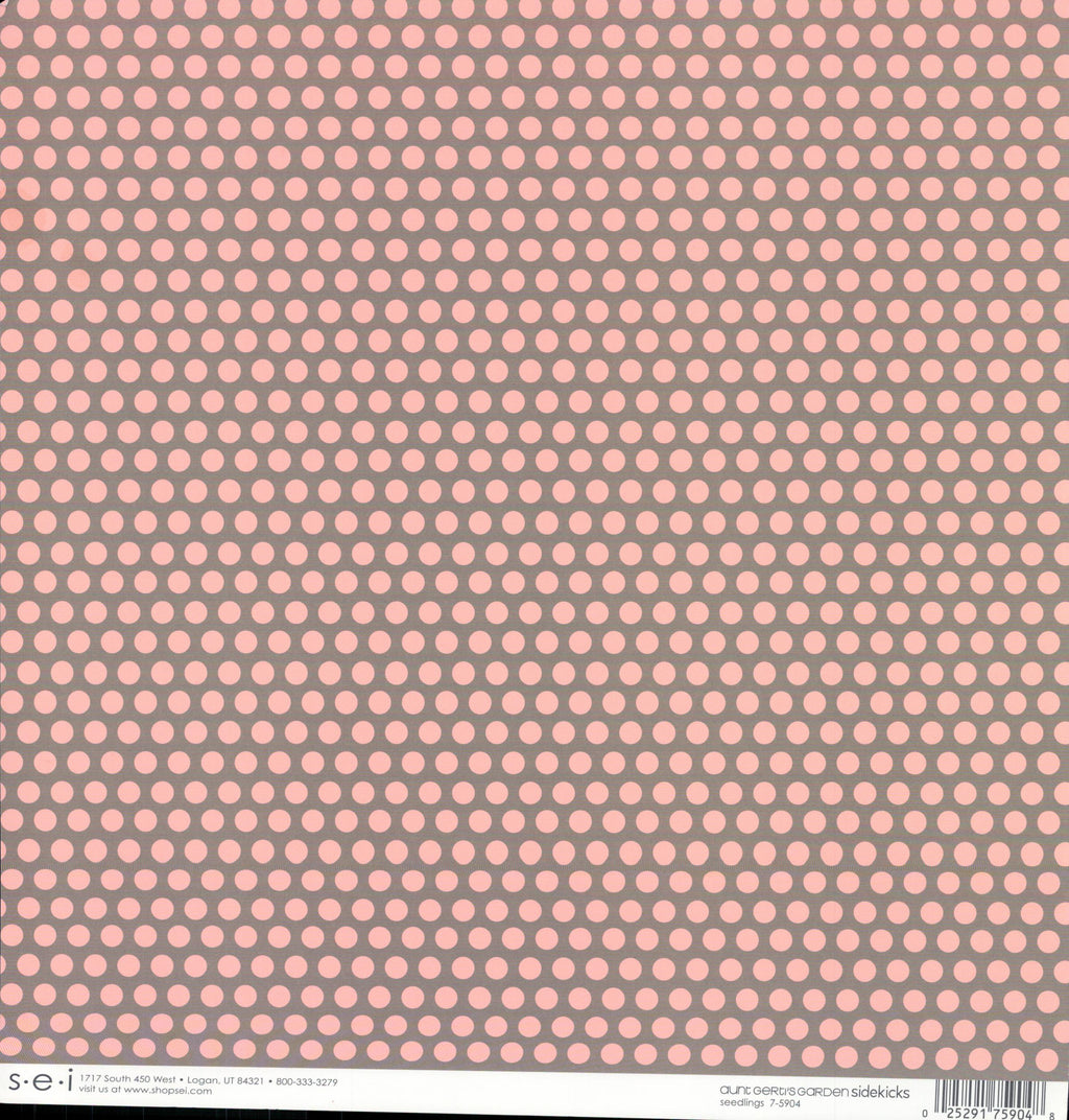 SEI Aunt Gerdi's Garden Seedlings - micro dots on coral pink 12x12 cardstock reverse