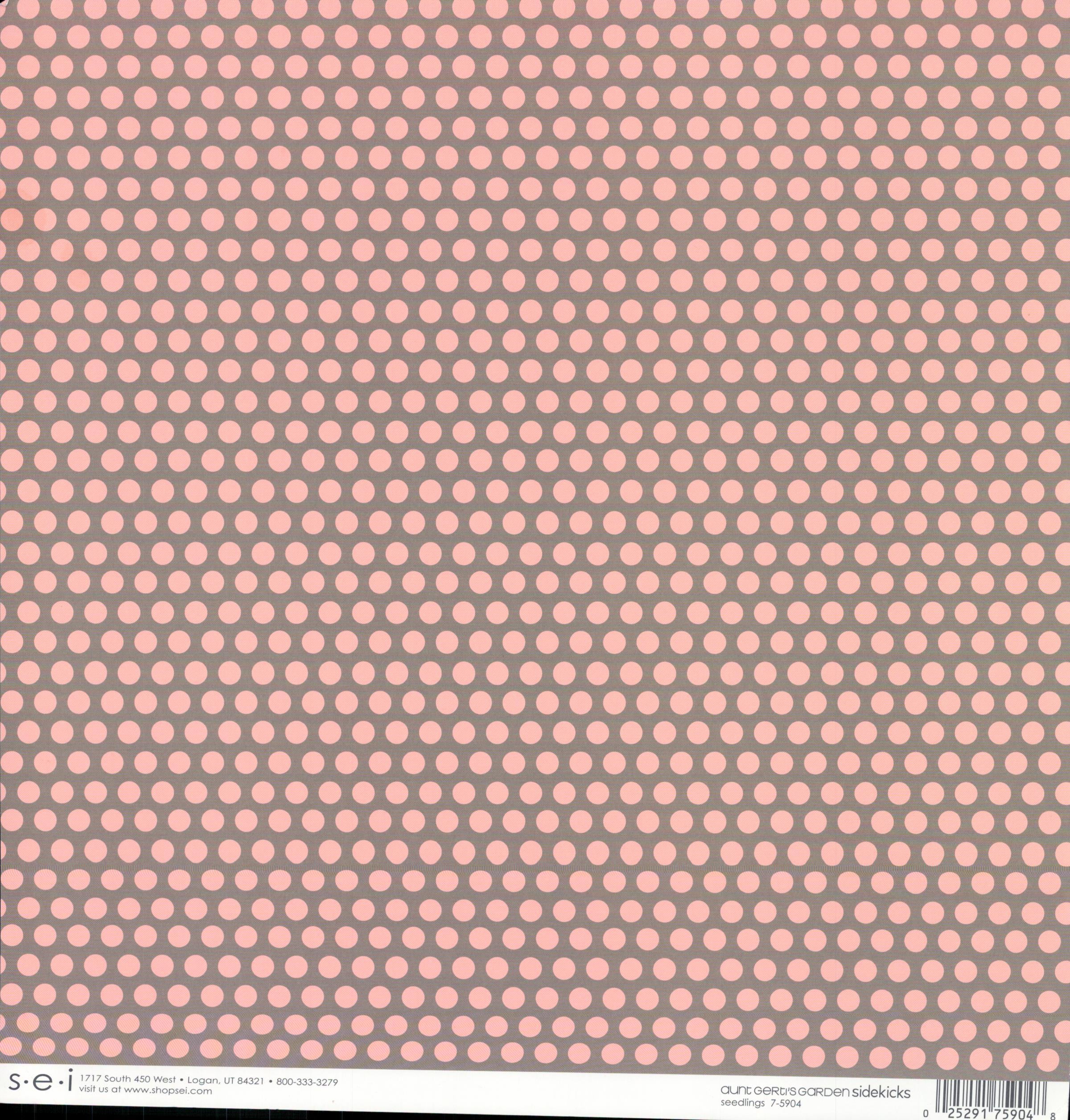 SEI Aunt Gerdi's Garden Seedlings - micro dots on coral pink 12x12 cardstock reverse