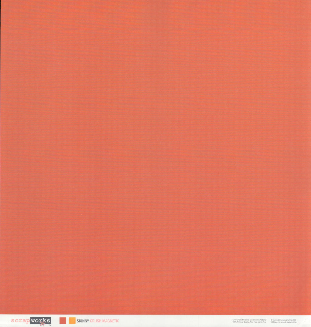 Scrapworks Skinny Crush Magnetic 12x12 Scrapbook Paper - solid coral reverse