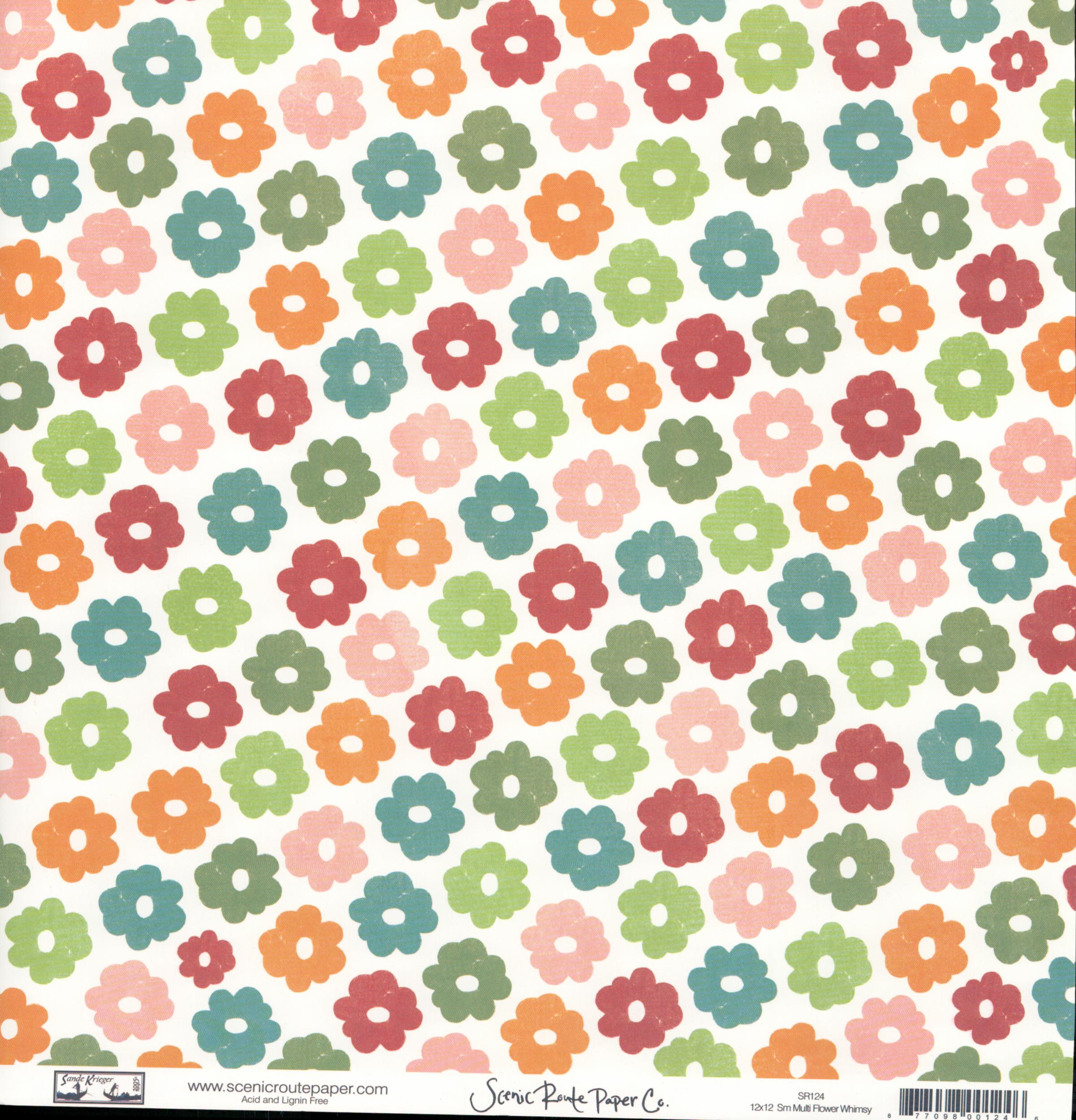 Sm Multi Flower Whimsy - Lt Green Script