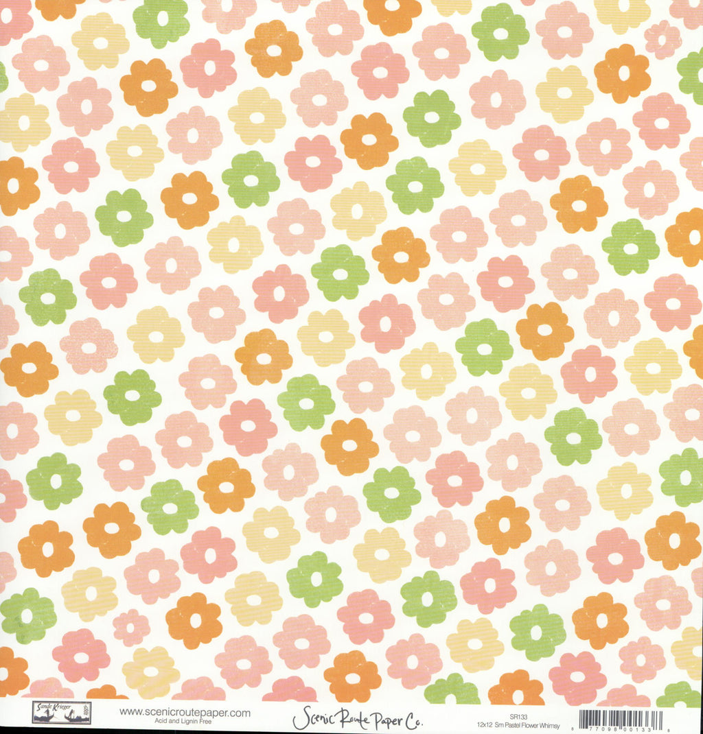 Sm Pastel Flower Whimsy - Olive Splash