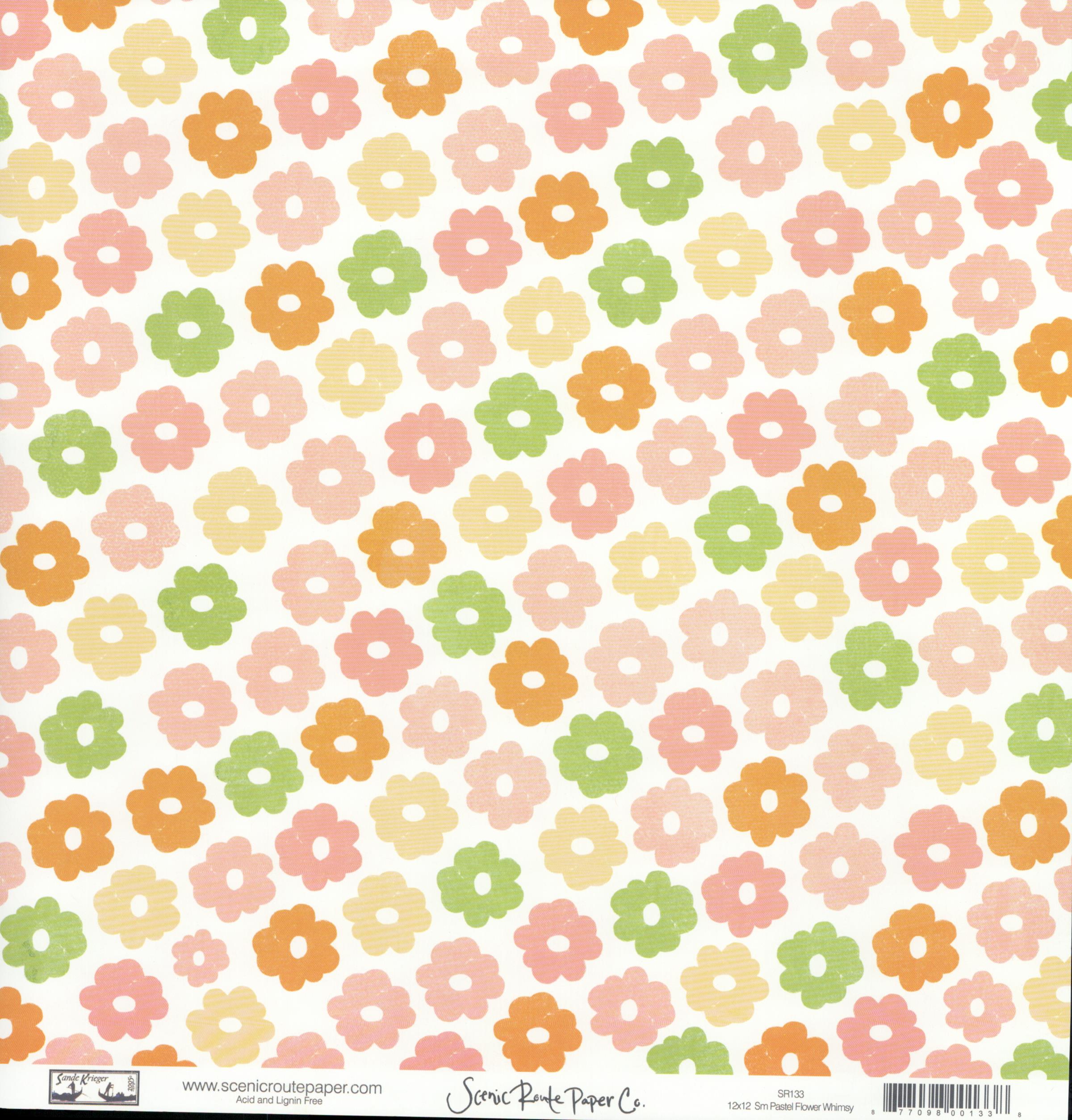 Sm Pastel Flower Whimsy - Olive Splash